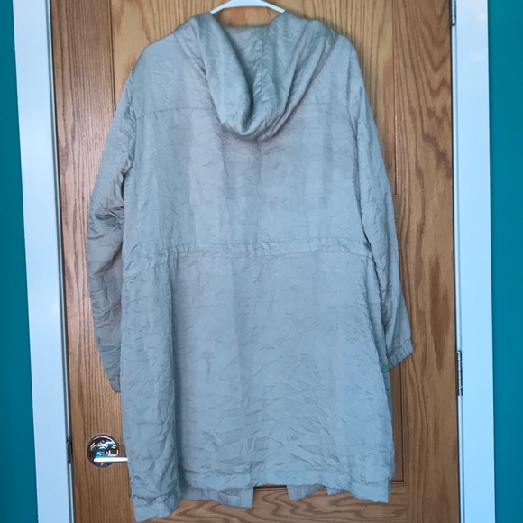 J. Jill Crinkle Cinch Waist Hooded Light Weight Zip Anorak Jacket Size Large - Picture 5 of 5